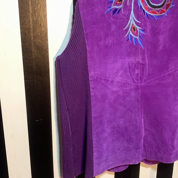 Bob Mackie Wearable Art Purple Suede Vest Womans Small Vintage Retro 90s Leather - Picture 13 of 17
